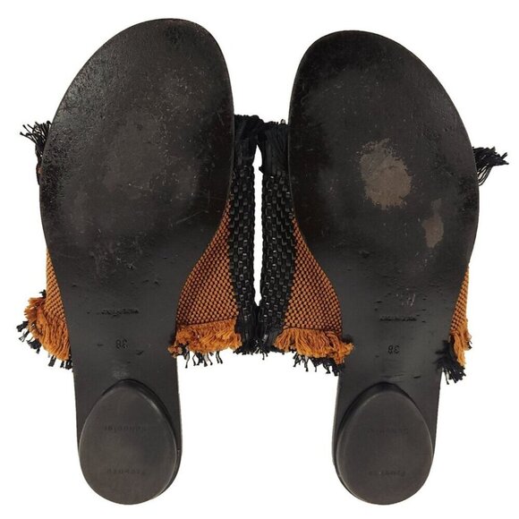 Proenza Schouler Woven Raffia Fringe Slides Size 38 US 7.5 Women's Sandals $595 - Picture 9 of 13